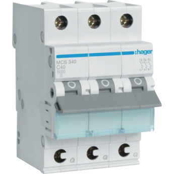 Автоматический выключатель HAGER 3P 6kA C-40A QC 3M